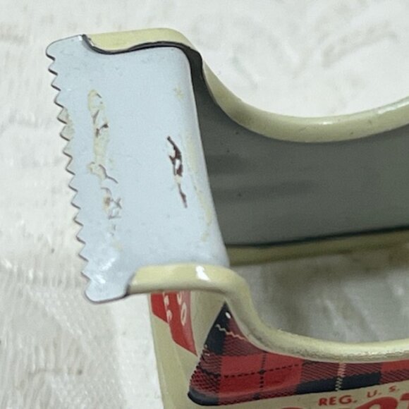 VTG 3M Scotch Splicing Tape Tin Plaid Dispenser Advertising Collectible 2.75" - Picture 9 of 10